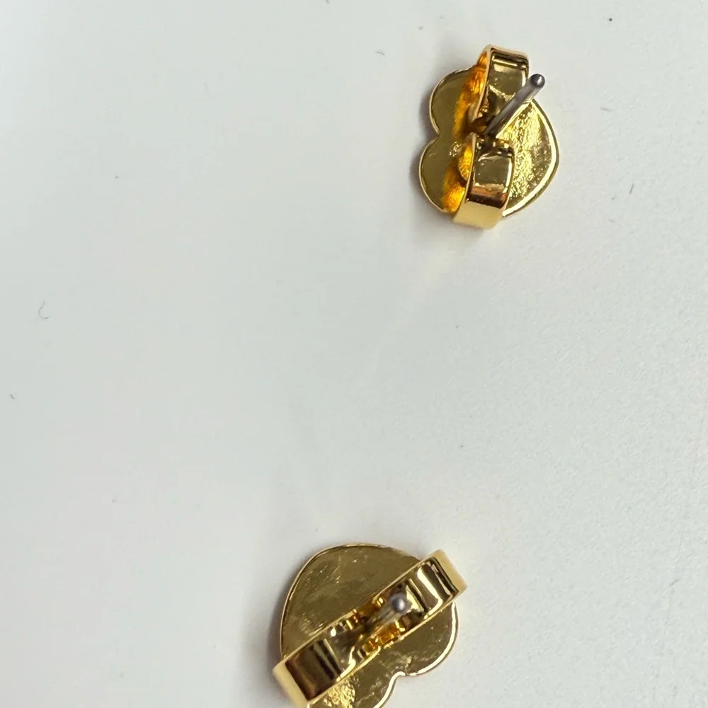Kate Spade Green and Gold Striped Stud Earrings - Picture 3 of 3